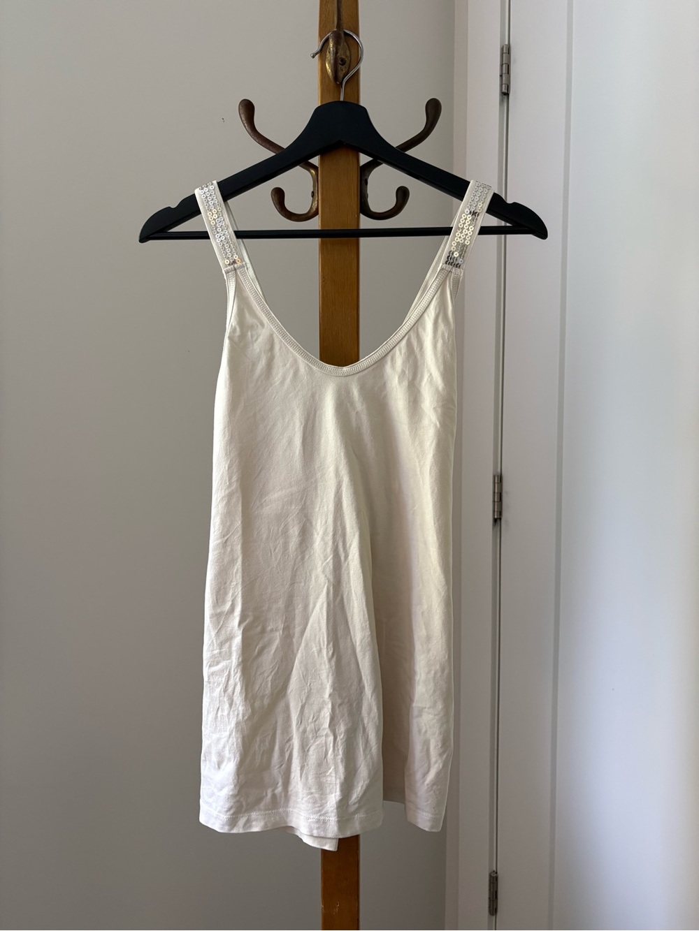 Cream Slip Chemise with Sequin Accent Straps